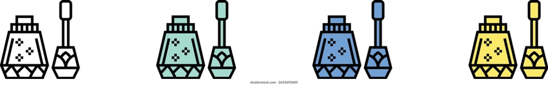 lip gloss icon. Outline, Green, Blue and Yellow Style Design Isolated On White Background
