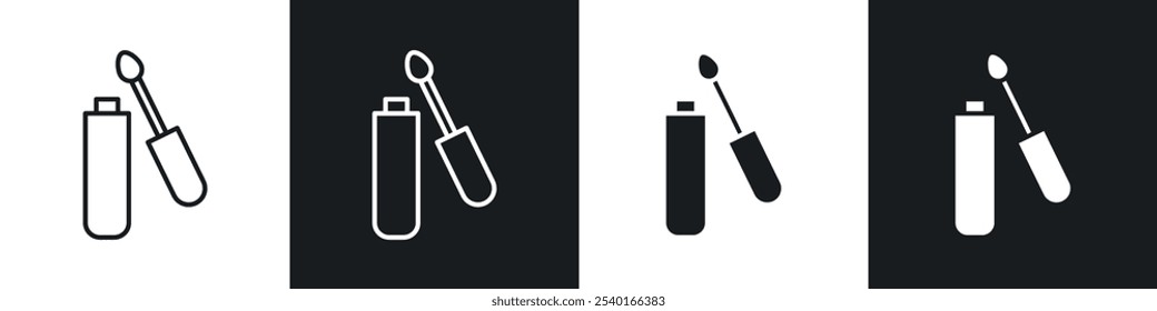 Lip gloss icon set. Vector symbols in black and white colors.