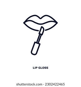 lip gloss icon. Thin line lip gloss icon from beauty and elegance collection. Outline vector isolated on white background. Editable lip gloss symbol can be used web and mobile