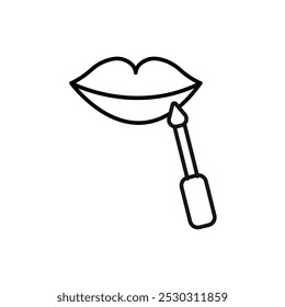Icono de brillo de labios Arte de línea delgada aislado