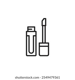 Vector de línea delgada del icono del brillo de labios aislado