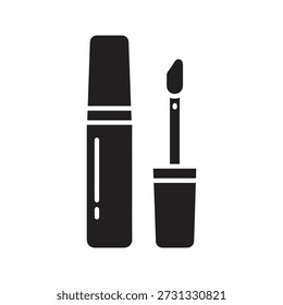 Ilustração do vetor do ícone de lustro do lábio mostrando aplicador de tubo de batom líquido maquiagem cosmética beleza produto moda conceito isolado fundo branco design elemento
