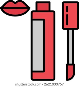 Lip Gloss Line Filled Vector Icon Design
