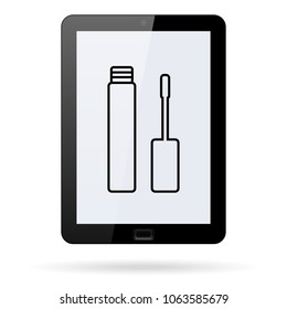 lip gloss line vector icon on a realistic tablet. Flat design style