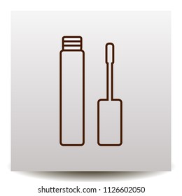 lip gloss line vector icon on a realistic paper background with shadow. Flat design style