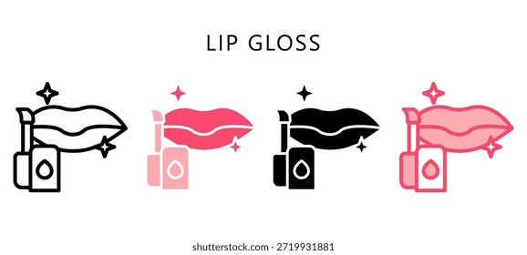 Icono de estilo múltiple de brillo de labios. Mini Ilustración Relacionada Con El Cuidado Personal. Uso Para El Concepto Moderno, Ui, Web Ux Y Desarrollo De App.