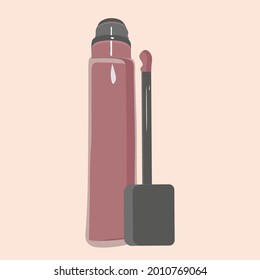 Lip gloss on a pink background for clipart or web design