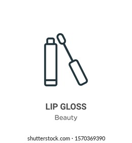 Lip gloss outline vector icon. Thin line black lip gloss icon, flat vector simple element illustration from editable beauty concept isolated on white background