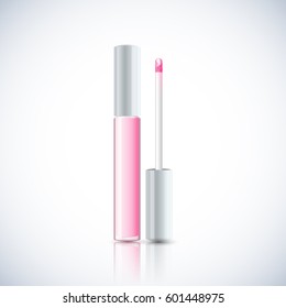 Lip gloss Package Design Premium Cosmetic Ads mock up template. 3D Realistic Vector Illustration.