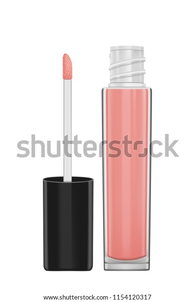 Lip Gloss Pink Brush Mockup Design Stock Vector Royalty Free 1154120317