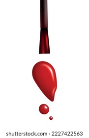 Lip gloss smears color realistic composition with brush applicator glitter and matte isolated icon vector illustration