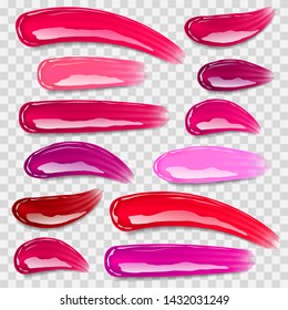 Lip gloss smears detailed photo realistic vector set