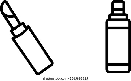 Lip Gloss Tube Vector Icon Set – Beauty, Cosmetics, and Makeup Icons