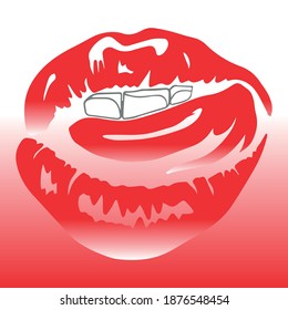 diseño gráfico de labios ilustración vectorial, esbozo de tatuaje de arte, icono, dibujar a mano, ilustración en impresión