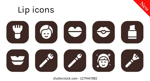  lip icon set. 10 filled lip icons. Simple modern icons about  - Makeup, Lips, Kiss, Lipstick