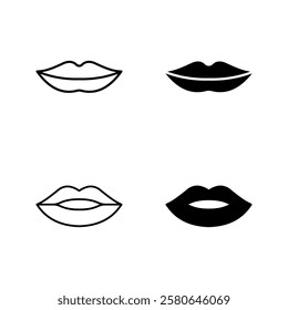 lip icon set color editable on white background
