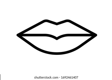 Lip icon vector isolated on white background, lip line icon