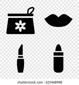 Lip icons set. set of 4 lip filled icons such as lipstick, lips