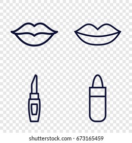 Lippen Sie Symbole auf. Satz von 4 Lippenkonturen wie Lippenstift, Lippen