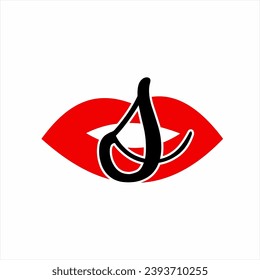 Lip illustration logo design with abstract letter S.