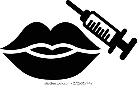 Lip injection icon vector design in trendy style Lip augmentation. Lip filler injection. Vector icon isolated on white background.