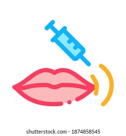 Lippeninjektionssymbol, Vektorgrafik. Lippeninjektionszeichen. Farbkontursymbol