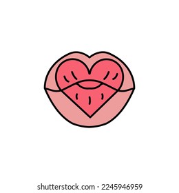 Lippenzeilensymbol. Elemente der Valentine-Tage-Illustrationssymbole. Zeichen, Symbole können für Web, Logo, mobile App, UI, UX auf weißem Hintergrund verwendet werden