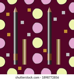 lip liner and compact powder seamless vector repeat pattern