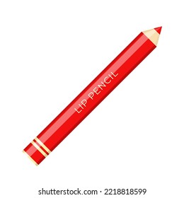 Lip liner icon. Cartoon illustration of a red lip pencil isolated on a white background. Vector 10 EPS.
