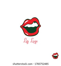 Lip Logo Design Template-Red Lips Logo design. Kiss icon. Love Beauty fashion cosmetics make up Logotype concept.