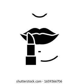 Die schwarze Ikone ist lip, die Concept-Illustration, das flache Symbol der Vektorillustration, das Symbol der Glyphe.