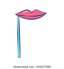 Lippenmaske auf einem Stock zum Verzieren von Postkarten