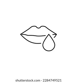 Lip Moisturizing Isolated Line Icon. It can be used for websites, stores, banners, fliers. 