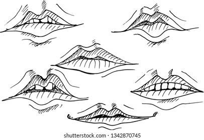 Lip paintings in various ways Vector illustration design.