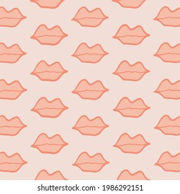 Lip Pattern Background. Social Media Post. Vector Illustration.