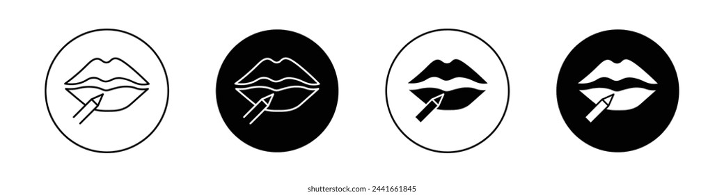 Lip pencil icon set. cosmetic beauty product for lips.