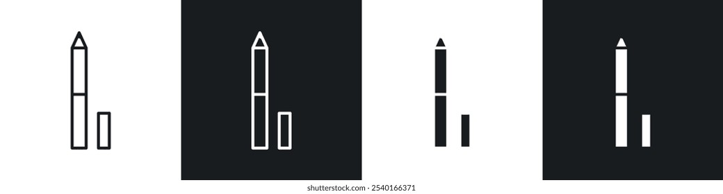 Conjunto de iconos de lápiz labial. Símbolos de Vector en colores blanco y negro.