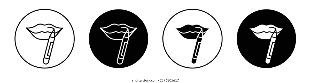 Lip pencil icons vector pack for web designs