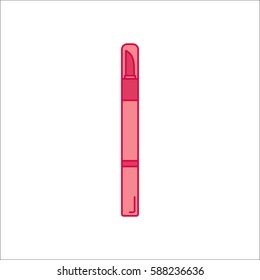 Lip Pencil marker symbol simple flat icon on background