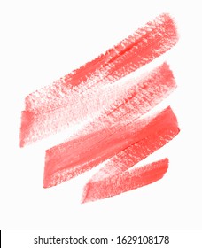 Lip pencil smudge zigzag isolated on white background. Beautiful lipstick trace. Vector.