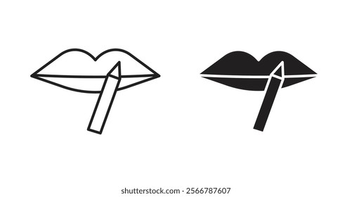 Lip pencil vector line icon illustration