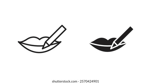 Lip pencil vector web icons set