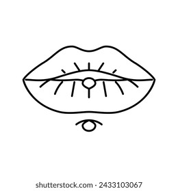 lip piercing fashion beauty line icon vector. lip piercing fashion beauty sign. isolated contour symbol black illustration