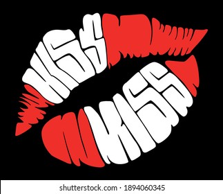 vector de letras de besos de impresión labial