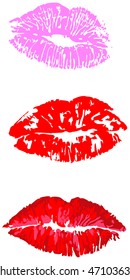 Lip print on a white background