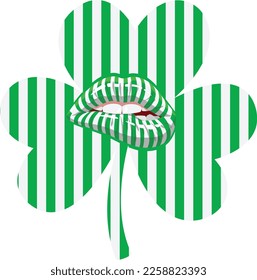 Lip of Shamrock Saint Patrick's Day , Graphics on a White Background