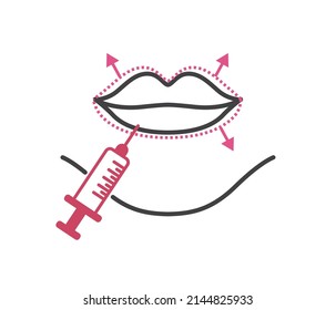 Corrección de forma de la leva. Inyecciones cosméticas. Ilustración plana vectorial.