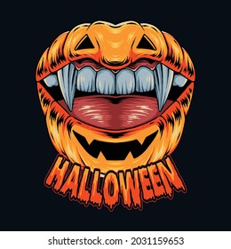 lip shaped halloween pumpkin with pretty vampire teeth