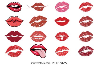 Lip Silhouette bundle, Lip icon Set.