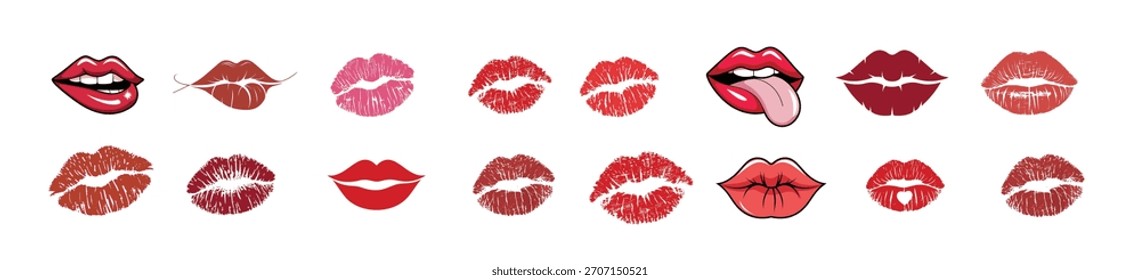 Conjunto de iconos de labios de Paquete de silueta de labios